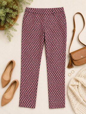 LOFT Pink Geometric Ankle Pants Size 6